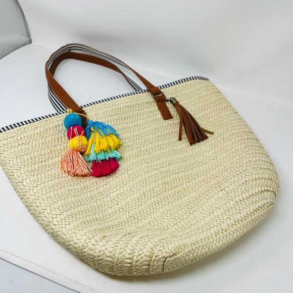 Woven Beach Tote Bag Straw Large - Picture 3 of 6